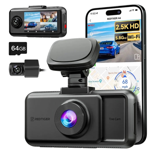 RedTiger A6 3 Channel Dash Cam 