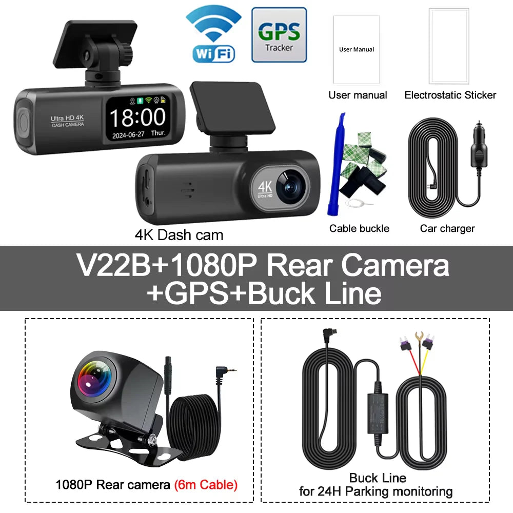 Kocam UHD 4K Dash Cam Dual Lens Driving Recorder