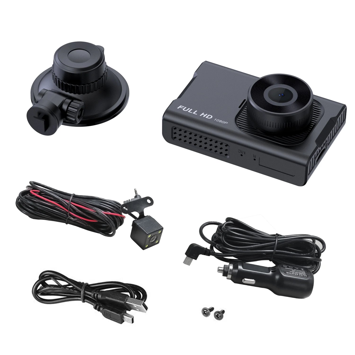 TrueWitness™ Dash Cam Front and Rear, 1080P Full HD Dash Camera