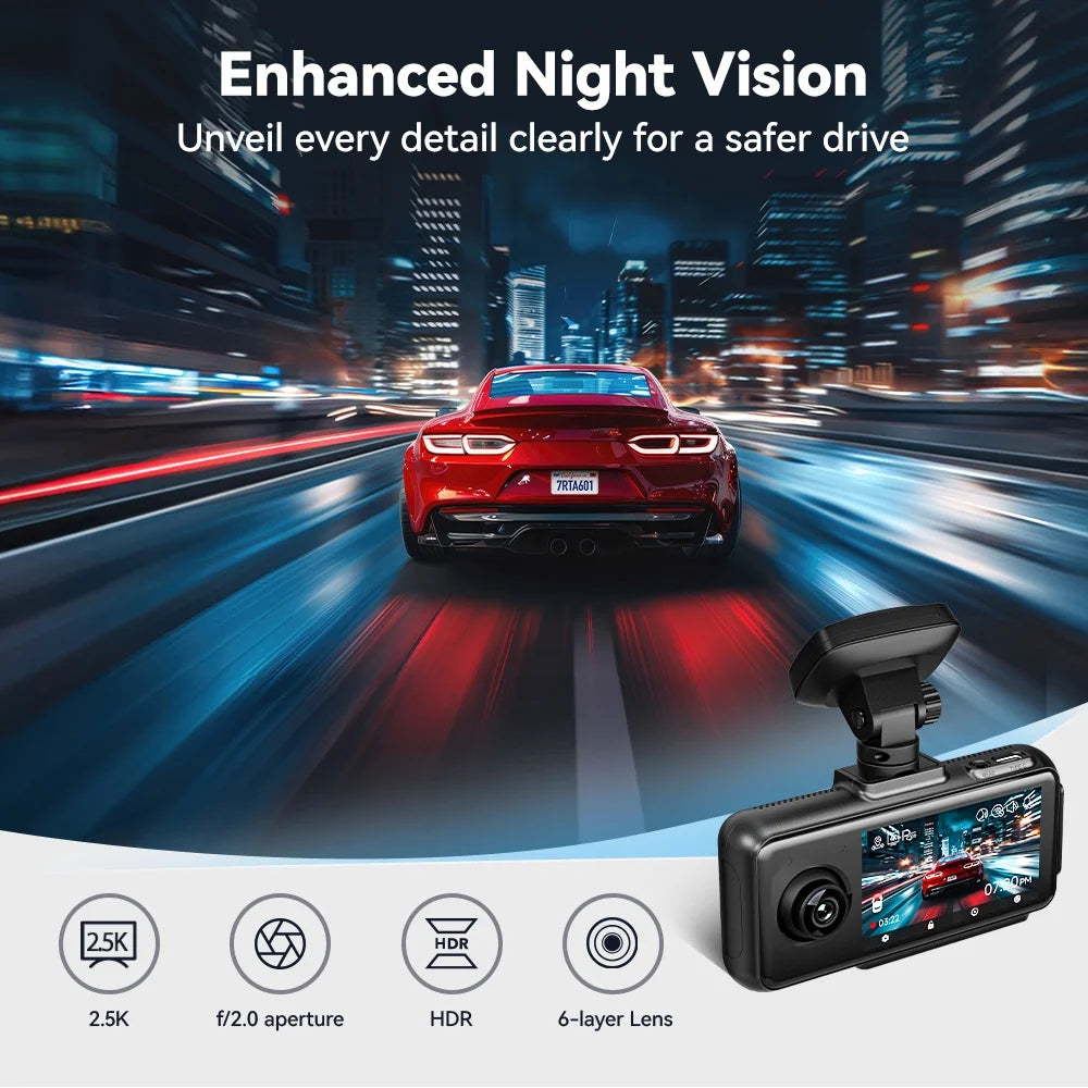 RedTiger A6 3 Channel Dash Cam 