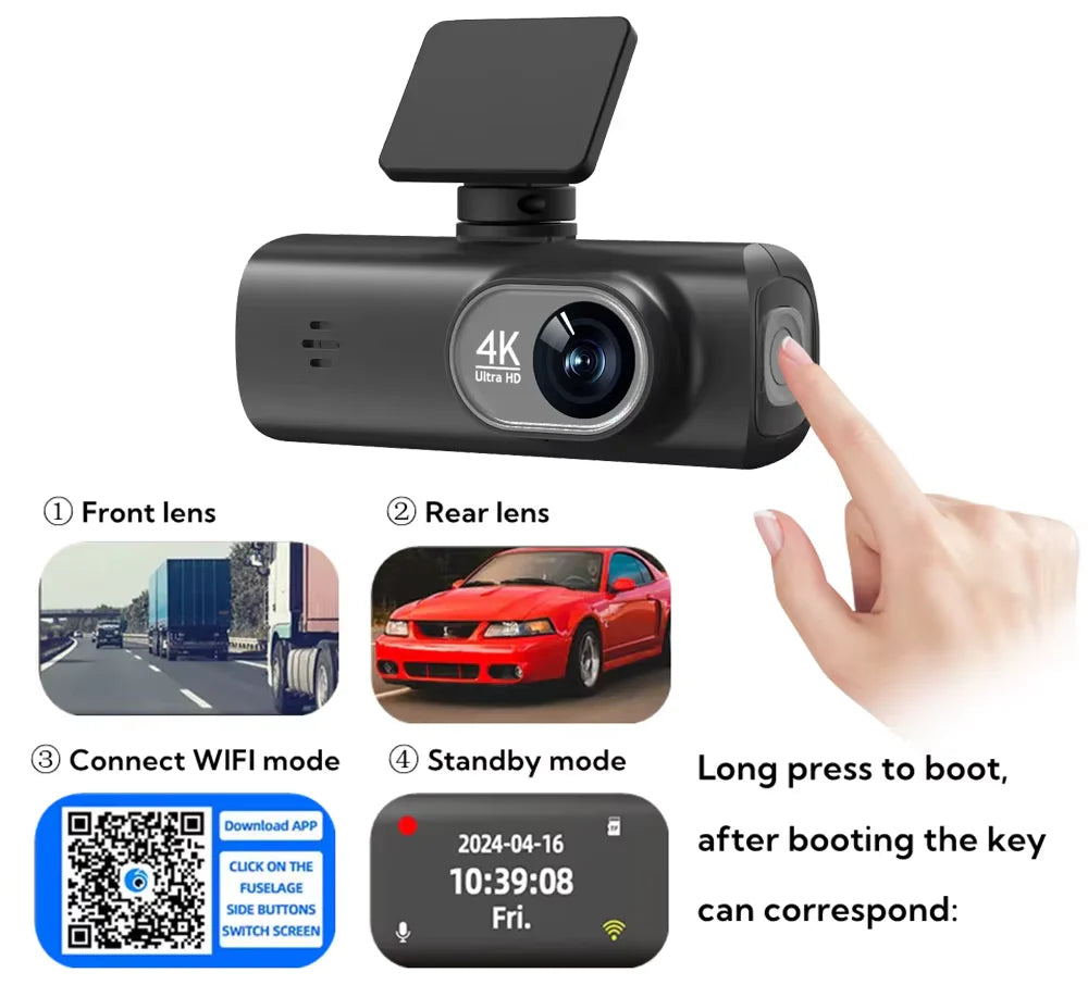 Kocam UHD 4K Dash Cam Dual Lens Driving Recorder