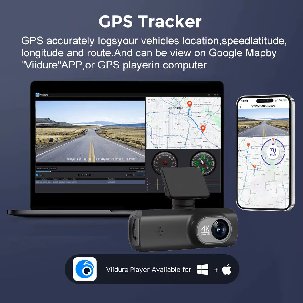 Kocam UHD 4K Dash Cam Dual Lens Driving Recorder