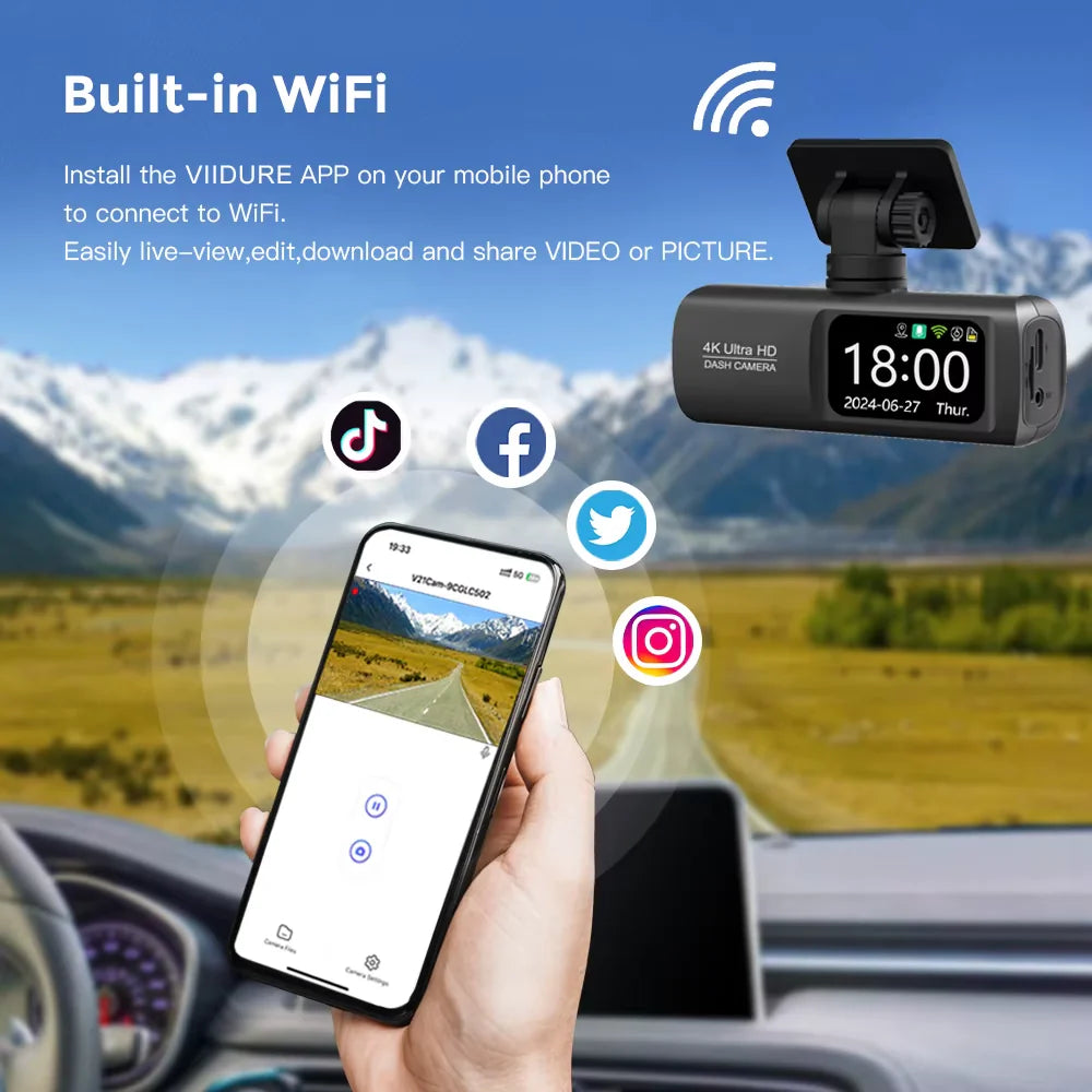 Kocam UHD 4K Dash Cam Dual Lens Driving Recorder