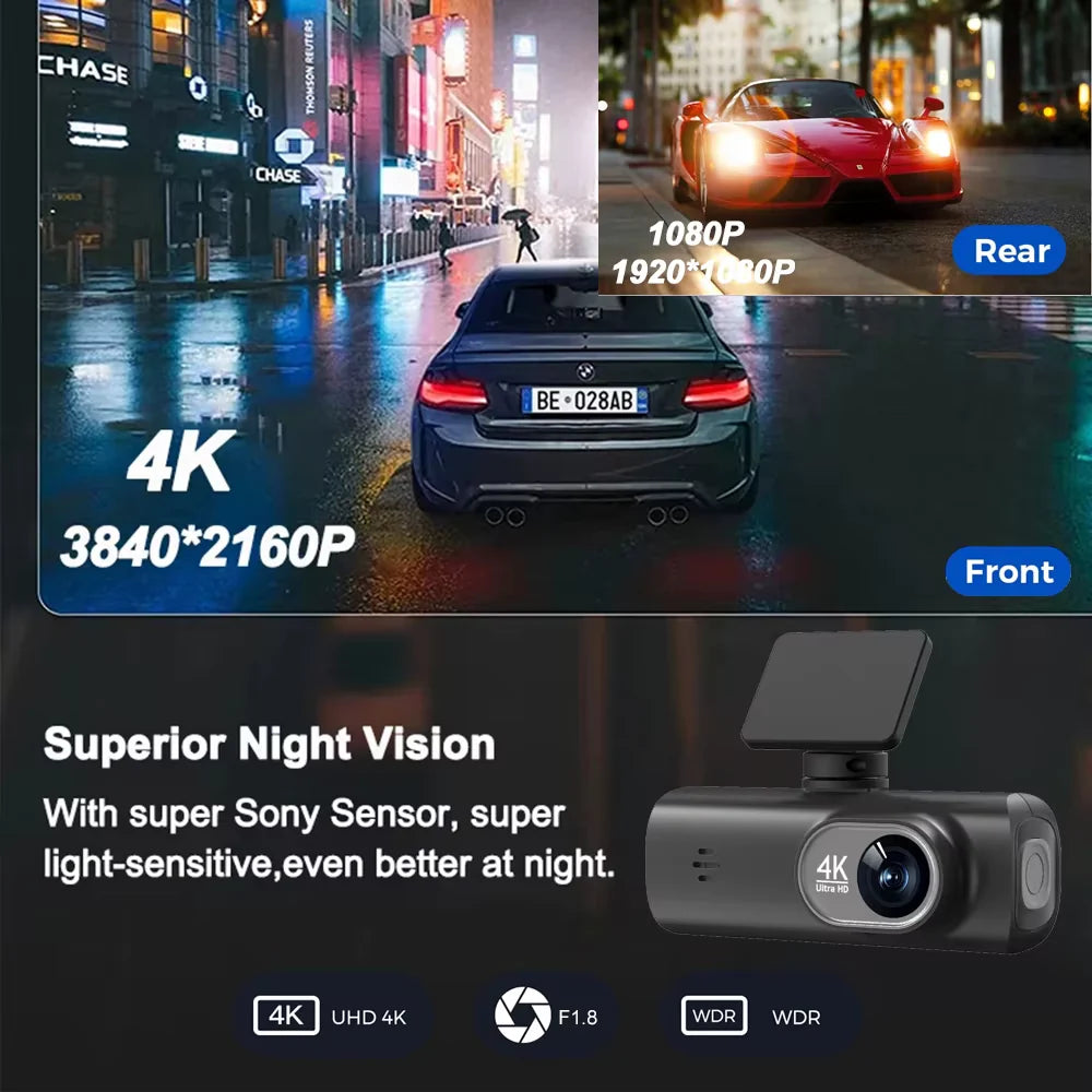 Kocam UHD 4K Dash Cam Dual Lens Driving Recorder